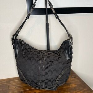 Vintage Coach SoHo Black Braided Strap Signature Hobo Bag